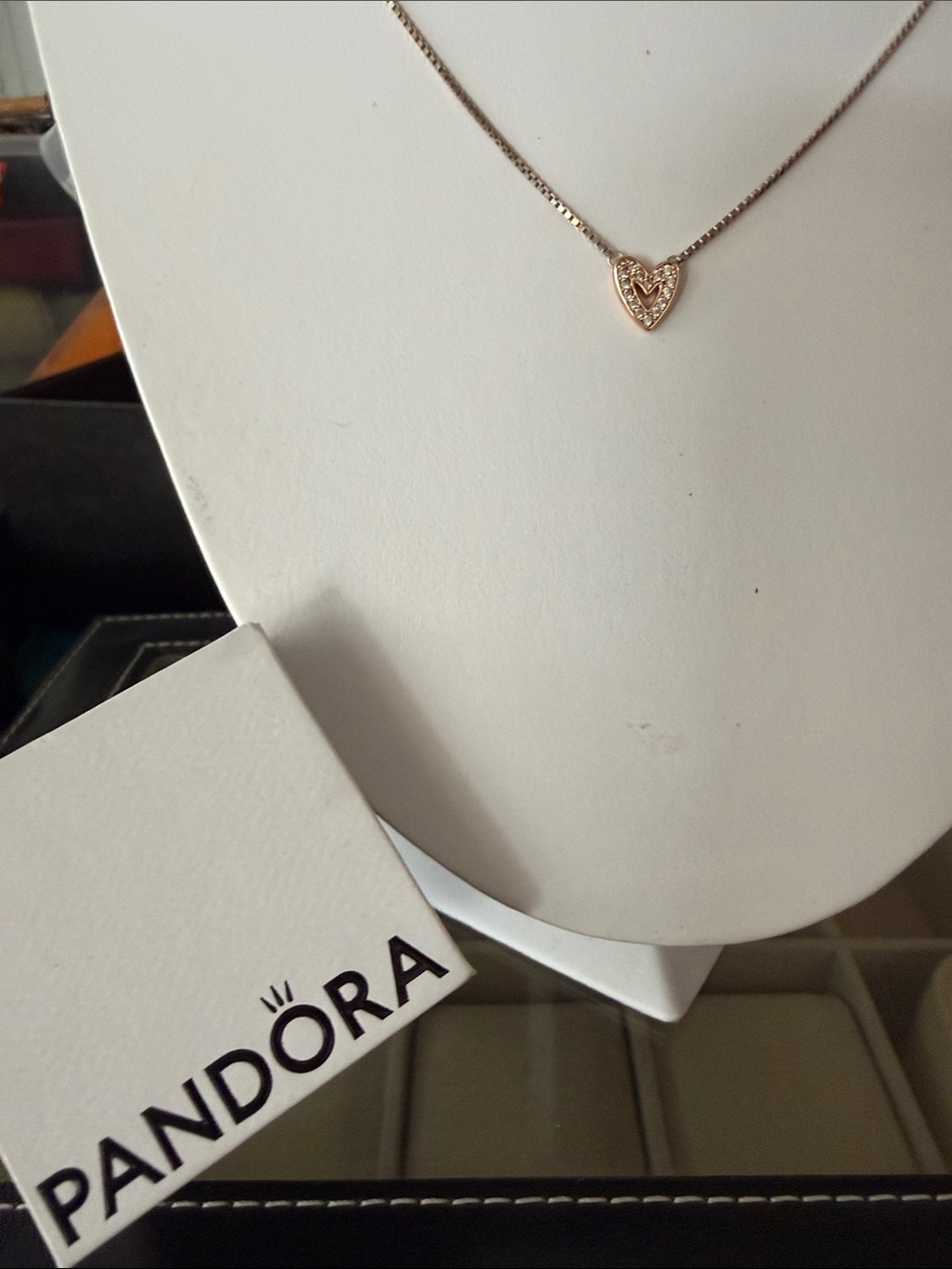 Pandora Rose Gold Heart Pavé Pendant Necklace - Rose Gold